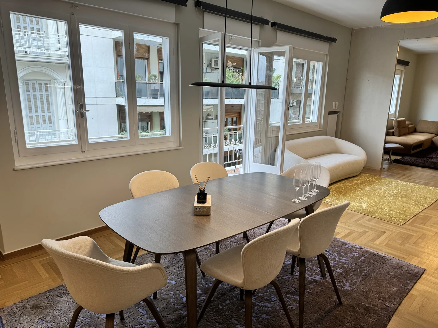 Completed dining area in a Greek home